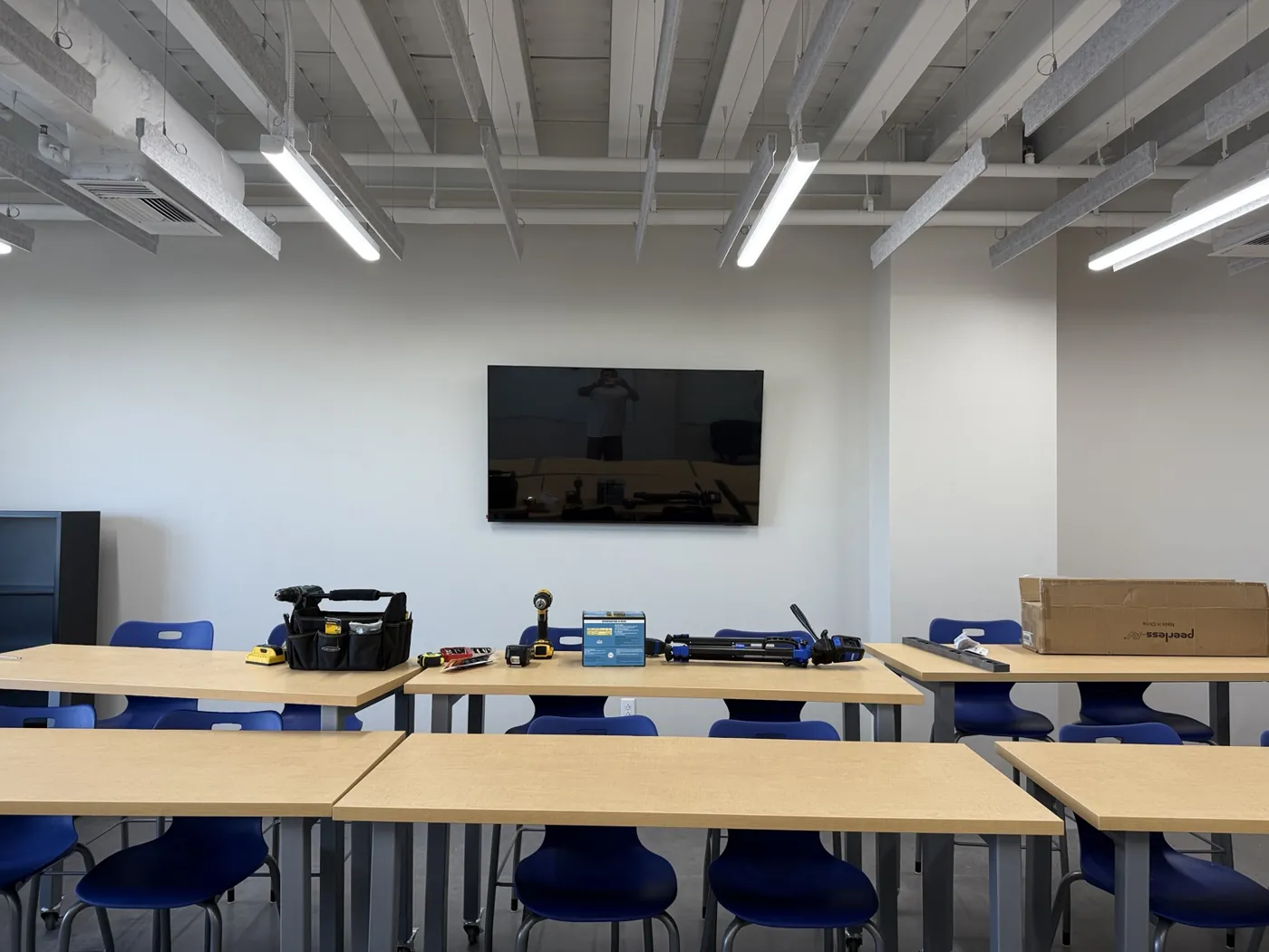 Wall-mounted classroom display and furniture