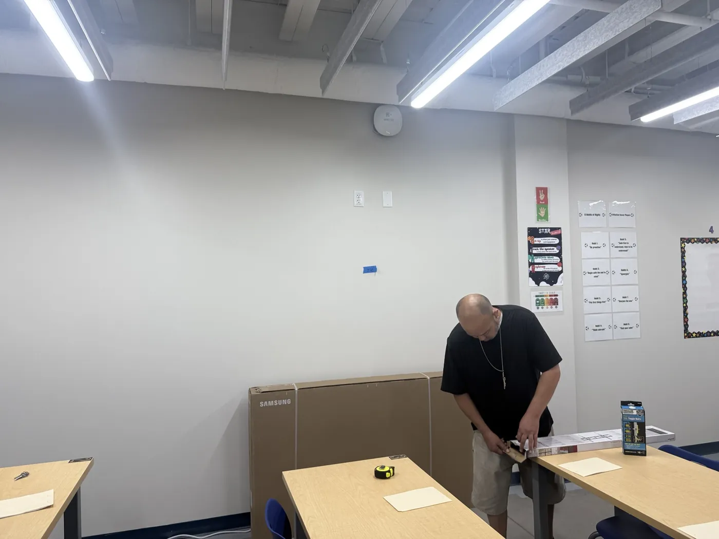 On-site classroom installation preparation