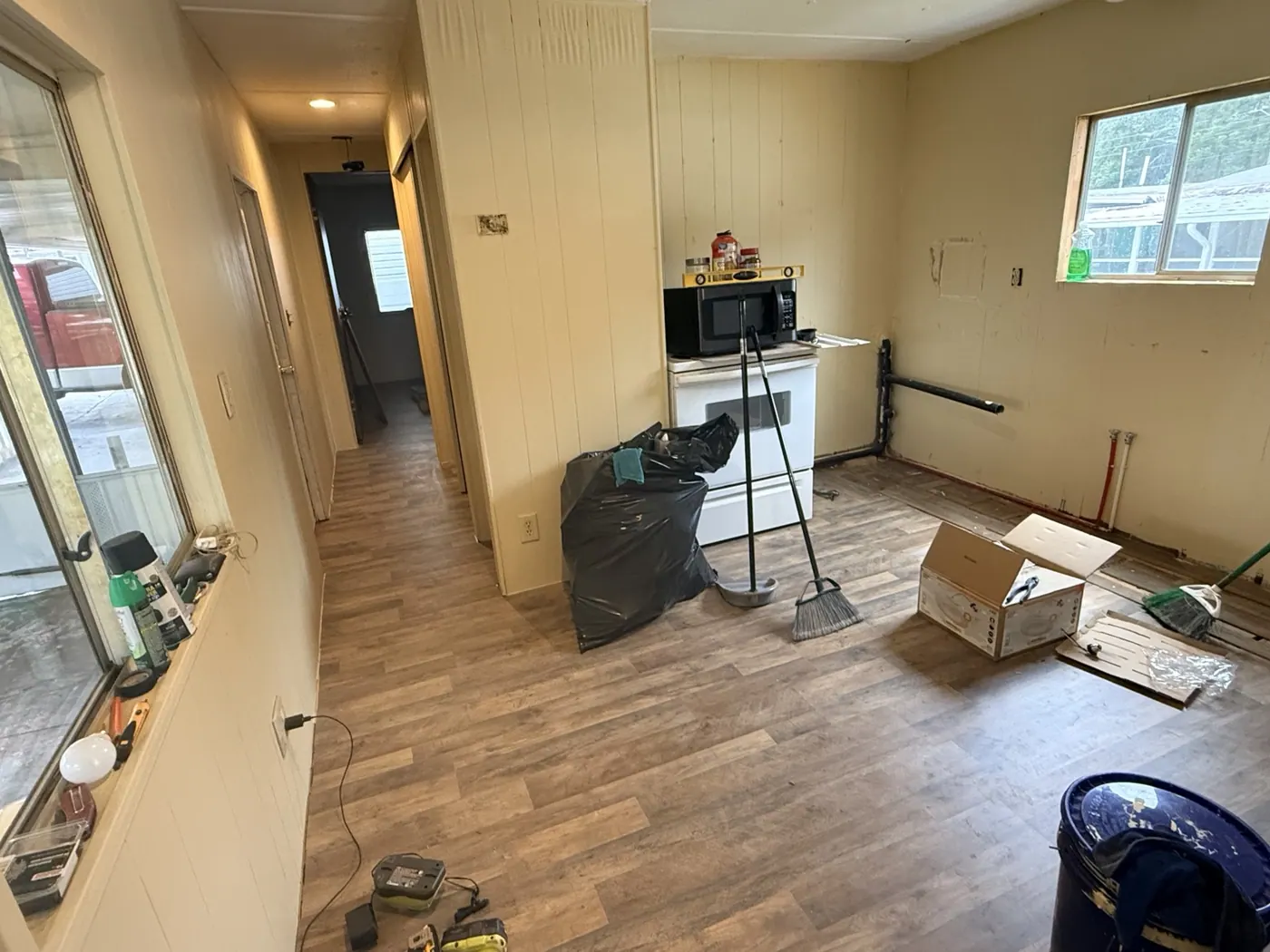 Interior worksite and flooring